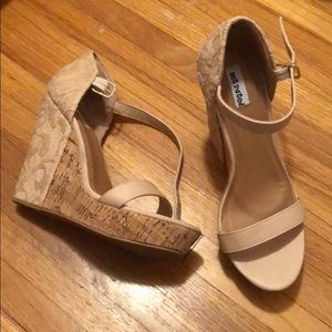 Beige platform strapped sandals